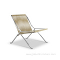 Nordic Modern Handmade Rattan Chair Stainless Steel Frame